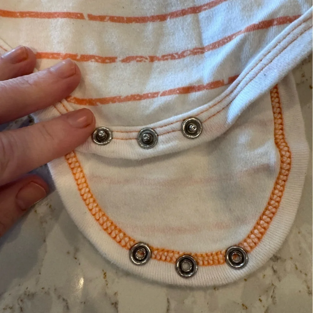 Blue and Orange Striped Sleeveless Bodysuit